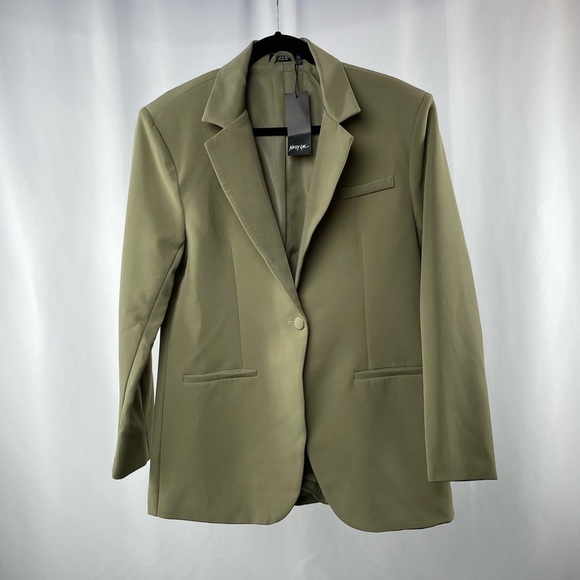NWT Nasty Gal Oversized Single Breasted Blazer in Sage Size 6 - Picture 5 of 10